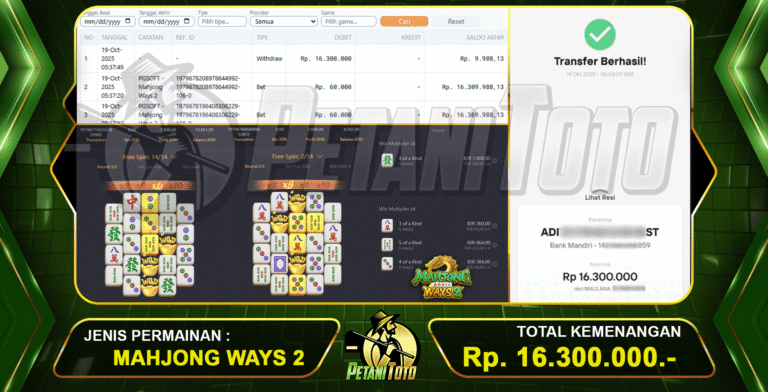 MAHJONG KASIH JACKPOT PETANITOTO