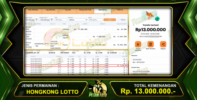 TEMBUS KEMENANGAN HONGKONG PETANITOTO