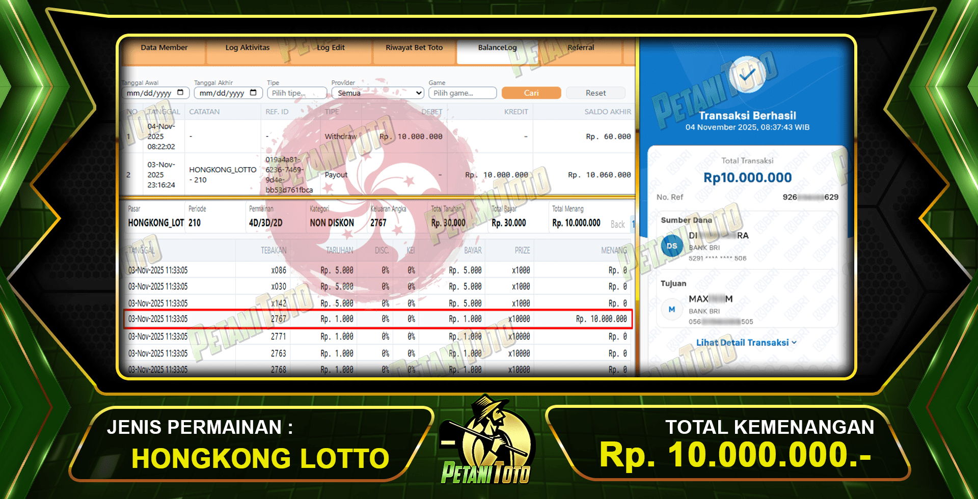 CAPAI KEMENANGAN HK PETANITOTO