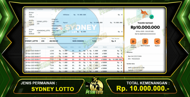 PEMBAYARAN SYDNEY LOTTO PETANITOTO