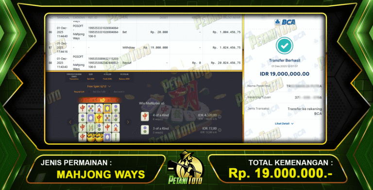 KEMENANGAN MAHJONG WAYS PETANITOTO