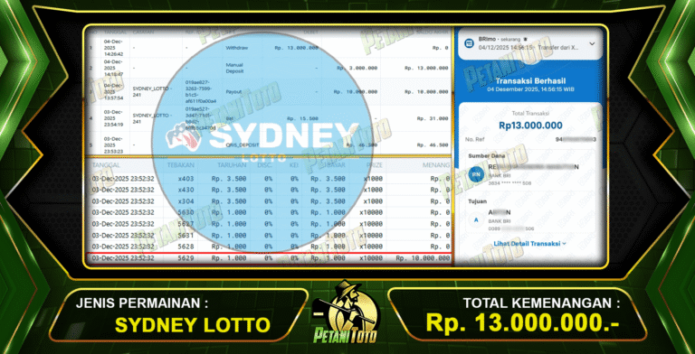 PEMBAYARAN SYDNEY LOTTO PETANITOTO