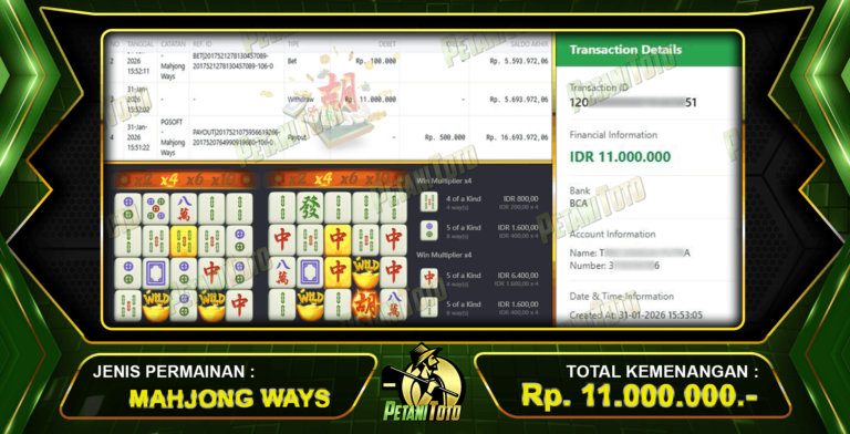 MAHJONG PETANITOTO JACKPOT BESAR