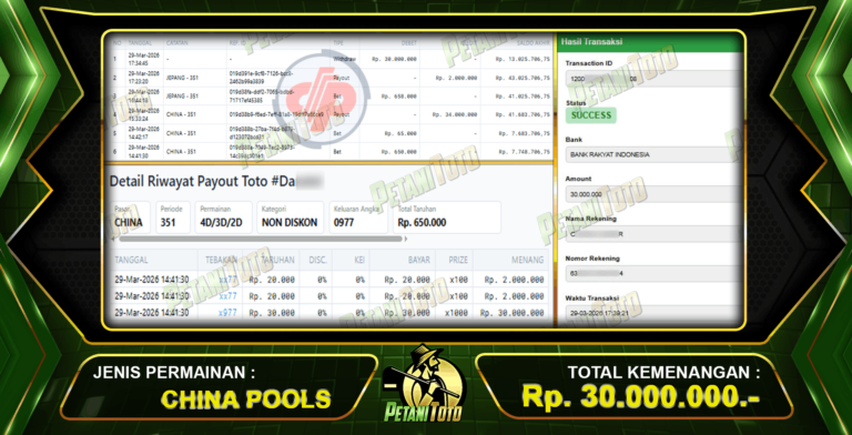 JACKPOT TOGEL CHINA PETANITOTO